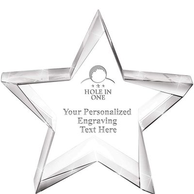 5" Hole in One Stellar Crystal Award Paperweight with Engraving, Custom Engraved Hole in One Crystal Trophy, Add Your Own Text, Prime