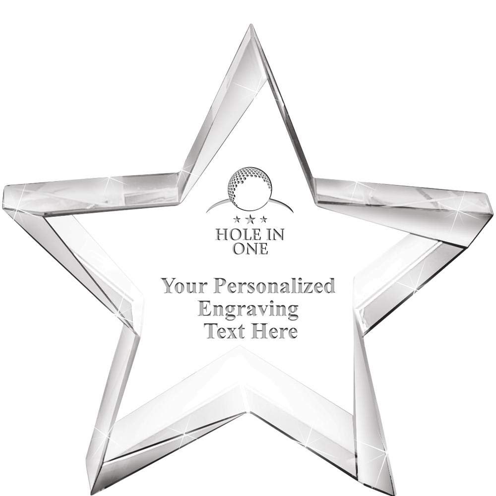 5" Hole in One Stellar Crystal Award Paperweight with Engraving, Custom Engraved Hole in One Crystal Trophy, Add Your Own Text, Prime