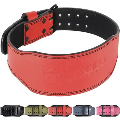 7mm Leather Weight Lifting Belt - 4" Wide Tapered Premium Leather Lifting Belt for Gym, Workout & Weight Training - Weightlifting Belts for Men and Women (Medium, Red)