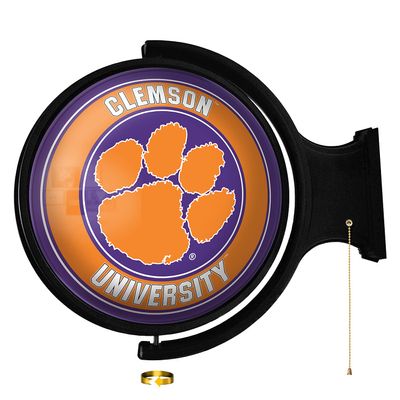Clemson Tigers: Round Rotating Lighted Wall Sign - College Decor for Home, Game Room, Fan Cave & Garage - USA Made