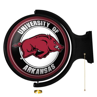 Arkansas Razorbacks: Round Rotating Lighted Wall Sign - College Decor for Home, Game Room, Fan Cave & Garage - USA Made