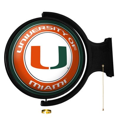 Miami Hurricanes: Round Lighted Rotating Wall Sign - College Decor for Home, Game Room, Fan Cave & Garage - USA Made