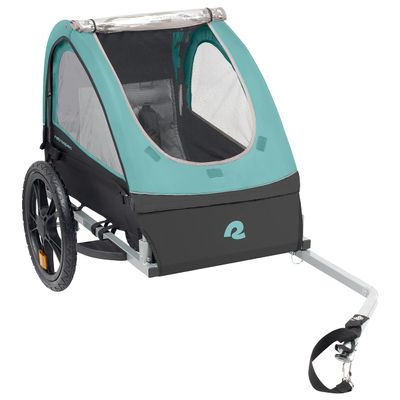 Retrospec Rover Kids Bicycle Trailer - Single & Double Passenger Childrens Foldable/Collapsible Tow Behind Bike Trailer with 16" Wheels, Safety Reflectors & Rear Storage Compartment - Blue Ridge