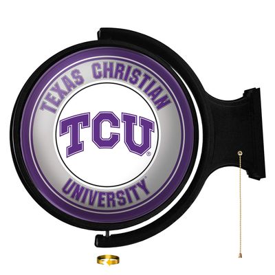 TCU Horned Frogs: Round Rotating Lighted Wall Sign - College Decor for Home, Game Room, Fan Cave & Garage - USA Made