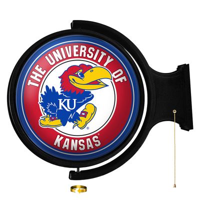 Kansas Jayhawks: Round Rotating Lighted Wall Sign - College Decor for Home, Game Room, Fan Cave & Garage - USA Made