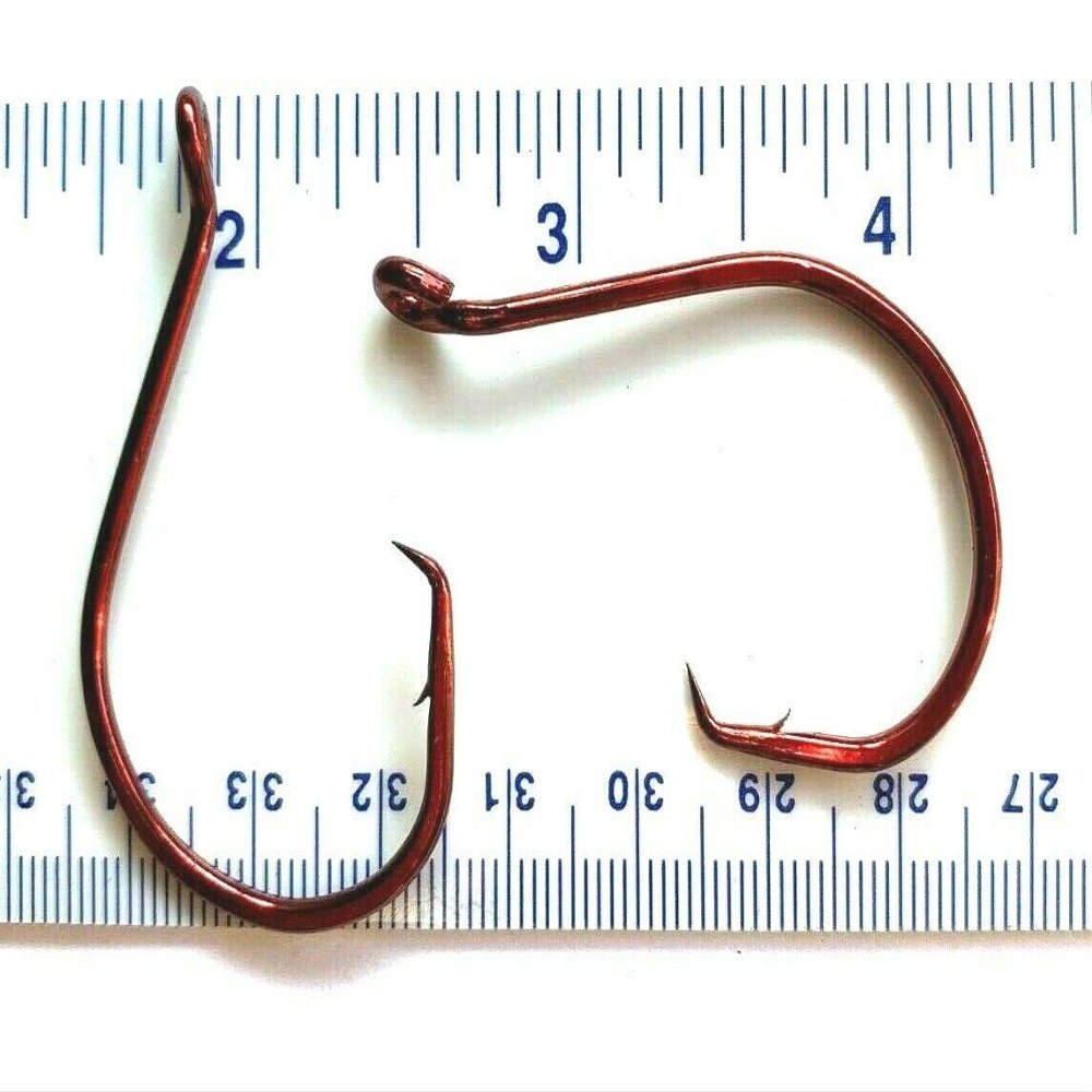 500 Gerry's Tackle 2X Strong Offset Red Circle Hooks Size 8/0