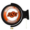 Oklahoma State Cowboys: Round Rotating Lighted Wall Sign - College Decor for Home, Game Room, Fan Cave & Garage - USA Made view 1