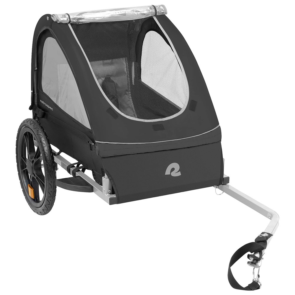 Retrospec Rover Kids Bicycle Trailer - Single & Double Passenger Childrens Foldable/Collapsible Tow Behind Bike Trailer With 16" Wheels, Safety Reflectors & Rear Storage Compartment