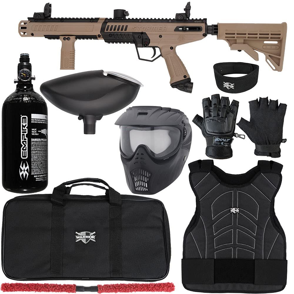 Action Village Tippmann Stormer Tactical Protector Level 1 Paintball Gun Package Kit (Dark Earth, Glove Size: Large/X-Large)