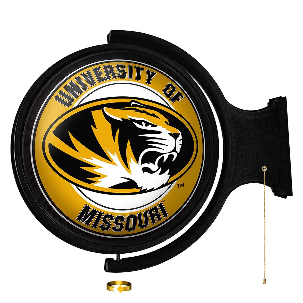 Missouri Tigers: Round Rotating Lighted Wall Sign - College Decor for Home, Game Room, Fan Cave & Garage - USA Made