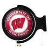 Wisconsin Badgers: Round Lighted Rotating Wall Sign - College Decor for Home, Game Room, Fan Cave & Garage - USA Made view 1