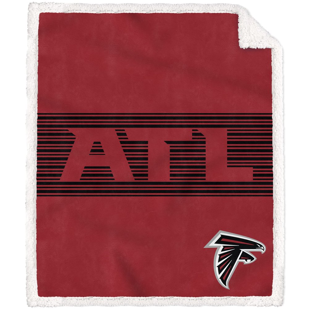 Pegasus Sports NFL Center Stripe Sherpa Trim Blanket- Atlanta Falcons, 50x60