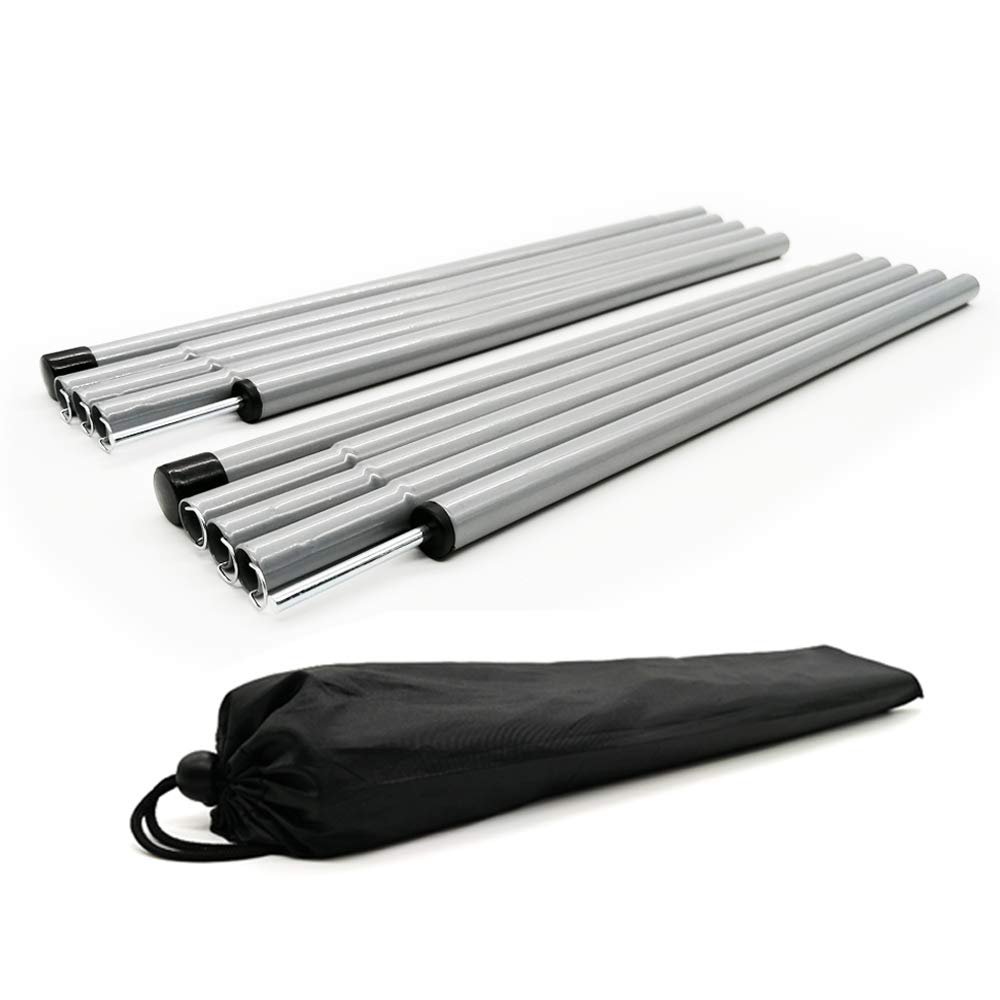 Long Leaf Tent Poles,Adjustable Steel Rods for Camping Tarps,Backpacking,Shelters,Portable Tarp Poles Rods-2 Pack (Silver Gray)