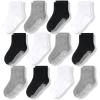 CozyWay Crew Grip Youth Socks - Non-Slip Gripper Soles for Toddler Socks - Soft Comfort Cotton for Toddler Feet - Reinforced Toe for Little Ones - Size 5-7T, Black/White/Gray, 12 Pack view 1