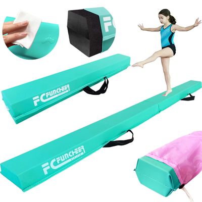 6FT/9FT Folding Balance Beam for Kids ages 3-39- Foldable Gymnastics Floor Beam,Anti-Slip ,Carrying Bag, Faux Suede Covered,EVA foam,Gymnastics Equipment for Kids Training At Home,School,Gym Center