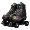 Cowhide High-Top Roller Skates for Women and Men - Classic Double-Row Four-Wheel Skates for Girls Unisex (Lightning Black Black Wheel, 44=US:9) view 1