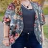 Plus Size Kimono Cardigan for Women Summer Floral Tops Loose Beach Cover Ups Oversized Shirts (Darkgrey, 4XL) view 3