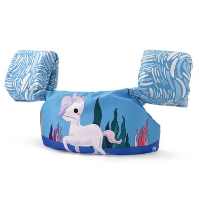 Silfrae Swim Vest Swim Floatation Vest Learn-to-Swim Device for Kids 30-50 lbs (Sky Blue Horse)