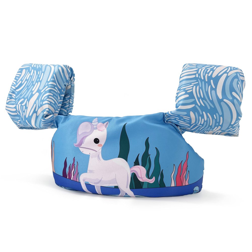 Silfrae Swim Vest Swim Floatation Vest Learn-to-Swim Device for Kids 30-50 lbs (Sky Blue Horse)