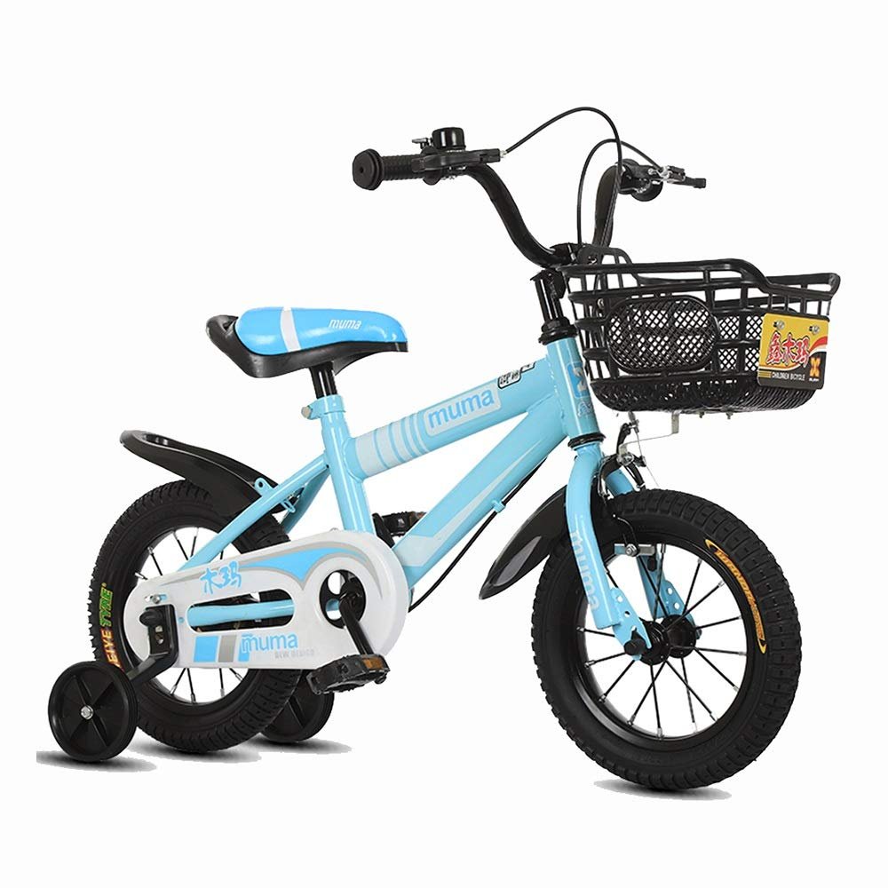 FUFU Freestyle Boys and Girls Bikes 4 Colors, 12 Inches, 14 Inches, 16 Inches, with Stabilizers, Mudguards and Brackets (Color : Blue, Size : 12in)