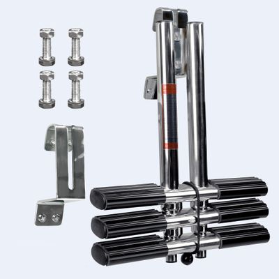XinKunmarine 3 Step Boat Ladder, Stainless Steel Dive Boarding Ladders for Bass Fishing Boats, Heavy-Duty with Non-Slip Treads