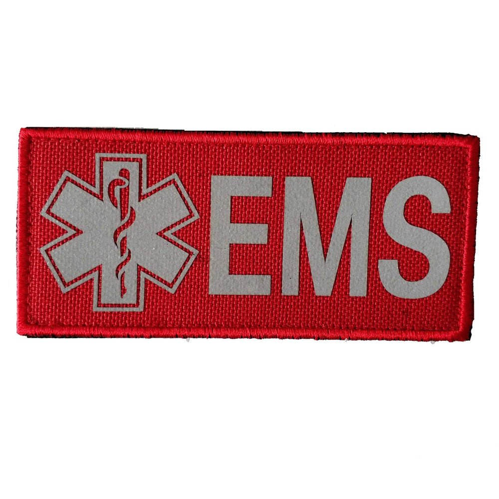 4.3"x2" Red Emergency Medical Services Reflective Patches - Nurse Care EMS Patch Emblem Badge for Tactical Vest, Backpack, Hats, Bags, Clothes