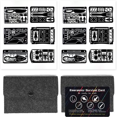 PSKOOK 12 Pcs Survival Multitool Card Emergency Camping Tool EDC Kit in Your Wallet Outdoor Hunting Fishing Hiking Gear