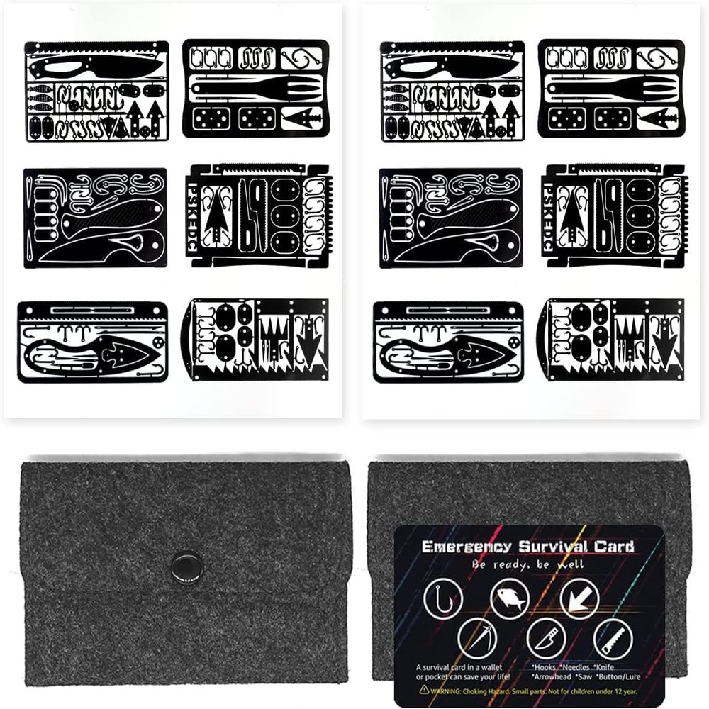 PSKOOK 12 Pcs Survival Multitool Card Emergency Camping Tool EDC Kit in Your Wallet Outdoor Hunting Fishing Hiking Gear