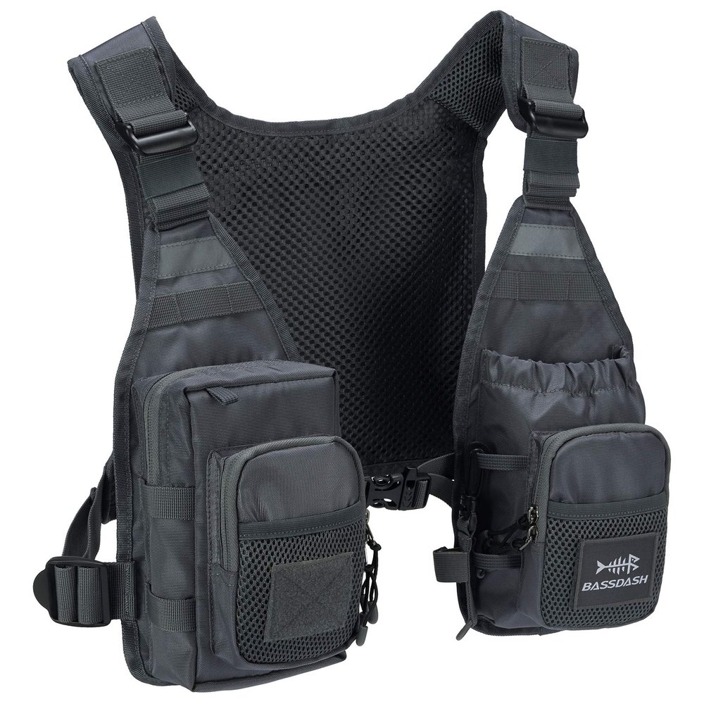 BASSDASH FV08 Ultra Lightweight Fly Fishing Vest for Men and Women Portable Chest Pack One Size Fits Most