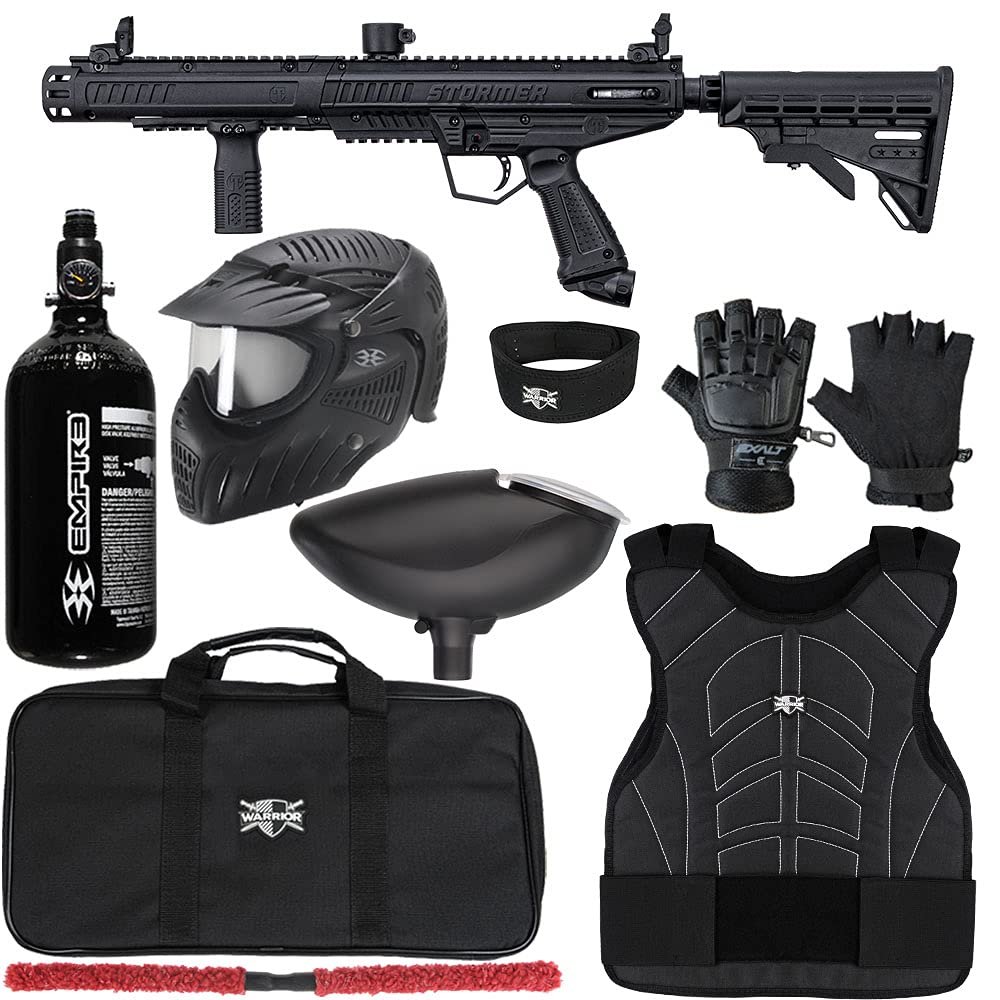 Action Village Tippmann Stormer Tactical Level 2 Protector Paintball Gun Package Kit (Black, Glove Size: Small/Medium)