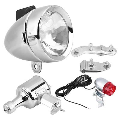 Generator, Headlight Tail Light Kit 12V 6W Friction Generator Dynamo Headlight Tail Light Kit Universal for Motorized Bike