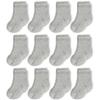 CozyWay Kids Crew Socks - Non-Slip Grip Soles & Grip Socks for Kids - Soft Breathable Cotton Comfort - Size 5-7 Years, Gray, Pack of 12 view 1