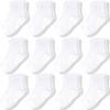 CozyWay Kids Non-Slip Crew Grip Socks - Anti-Slip Soles & Toddler Socks with Grippers - Reinforced Toe & Grippy Soles for Toddlers - 5-7Y, White - Pack of 12 view 1