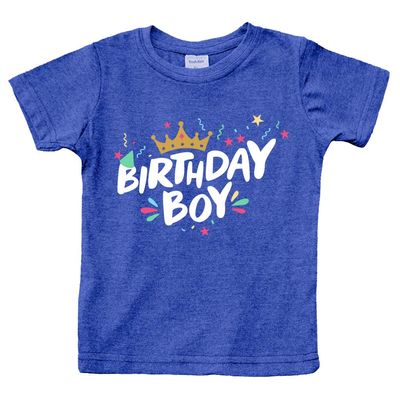 Birthday boy Shirt Happy First 1st 2nd 3rd 4th 5th Toddler Boys Year Old Crown (Charcoal Blue, 7 Years)