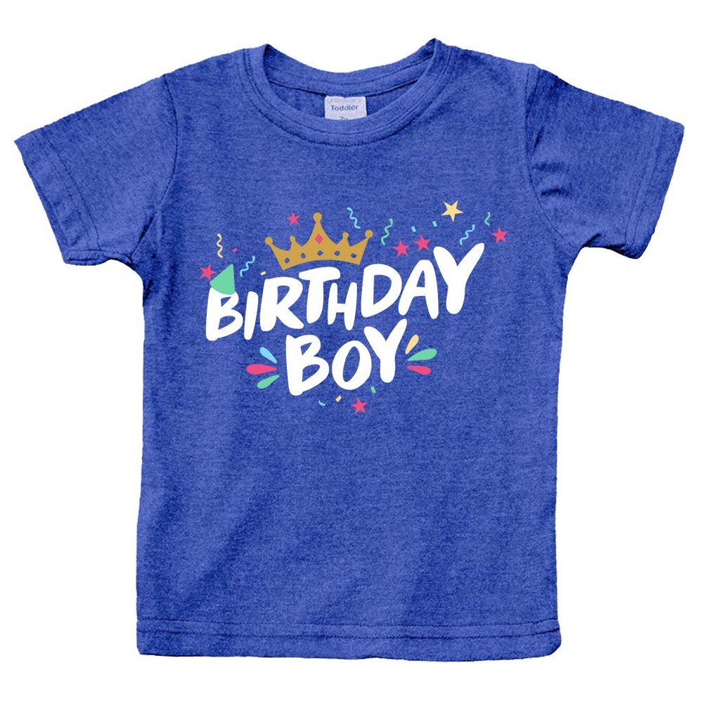 Birthday boy Shirt Happy First 1st 2nd 3rd 4th 5th Toddler Boys Year Old Crown (Charcoal Blue, 7 Years)
