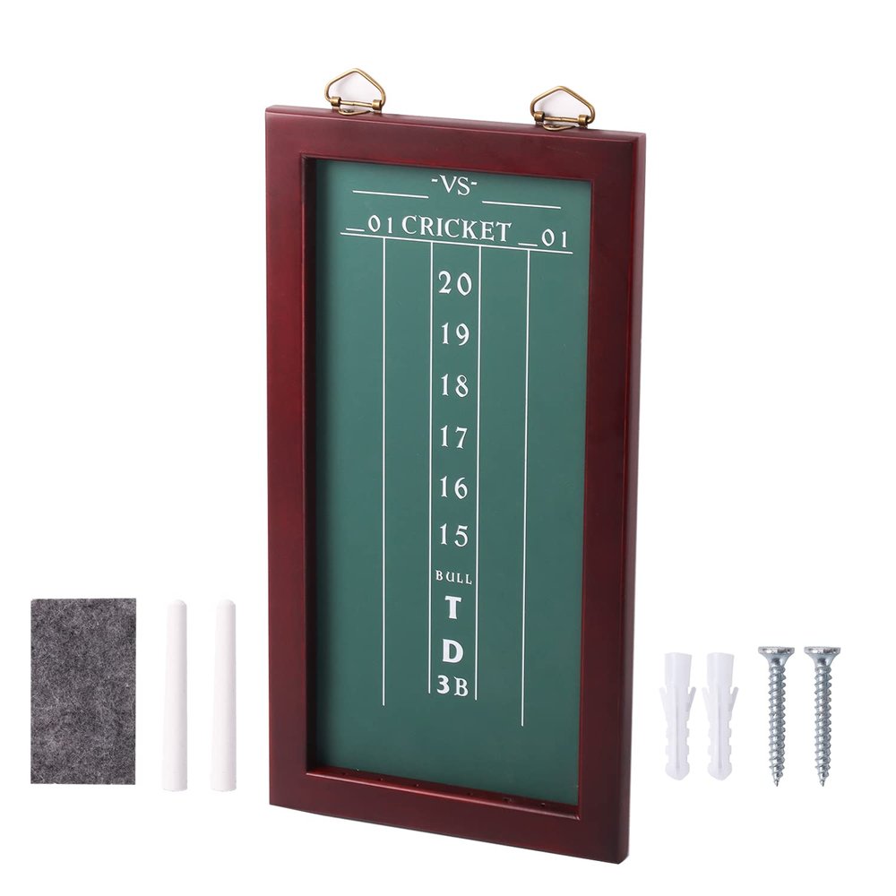 GSE Games & Sports Expert Standard Chalk Dartboard Scoreboard for Cricket & 01 Dart Games with Chalks and Wipe