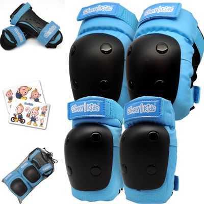 Elbow and Knee Pads for Kids with Wrist Guards, Toddler/YouthProtective Gear, Inline Roller Skate Skateboarding Scooter Bike for Child Girls Boys Teenagers Age 1-3 2-4 5-8 9-15 Year-Old by (Blue)