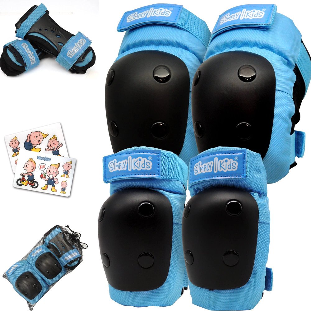 Elbow and Knee Pads for Kids with Wrist Guards, Toddler/YouthProtective Gear, Inline Roller Skate Skateboarding Scooter Bike for Child Girls Boys Teenagers Age 1-3 2-4 5-8 9-15 Year-Old by (Blue)