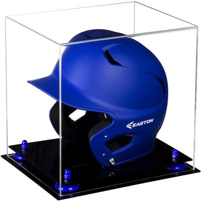 Acrylic Display Case for Baseball Batting Helmet Premium Baseball Display Case with Black Base and Polished Edges Durable Display Cases for Collectibles .Dim: 12.25" L x 10" W x 10.5" H (V22/A012)