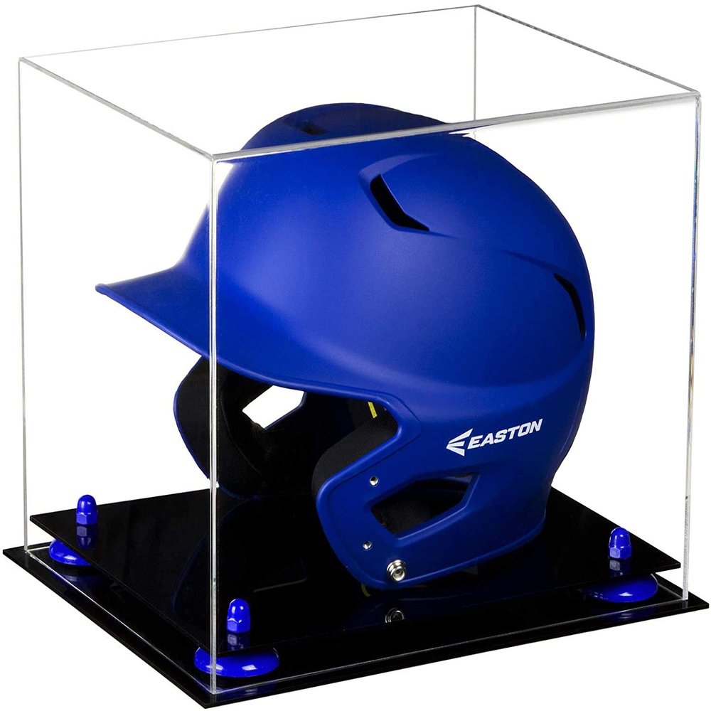 Acrylic Display Case for Baseball Batting Helmet Premium Baseball Display Case with Black Base and Polished Edges Durable Display Cases for Collectibles .Dim: 12.25" L x 10" W x 10.5" H (V22/A012)