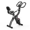 Folding Exercise Bike with Arm Resistance Bands, Magnetic Upright Indoor Cycling Bike Stationary for Home Gym & Cardio Workout view 1