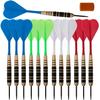 Steel Tip Darts Set |12 pc Bar Darts; 3 of Each Color; Perfect Fun Darts for 4 Players Throwing Metal Tip On Dartboard in Family Game Room, Man Cave (21g Black Knurls-STC10438) view 1