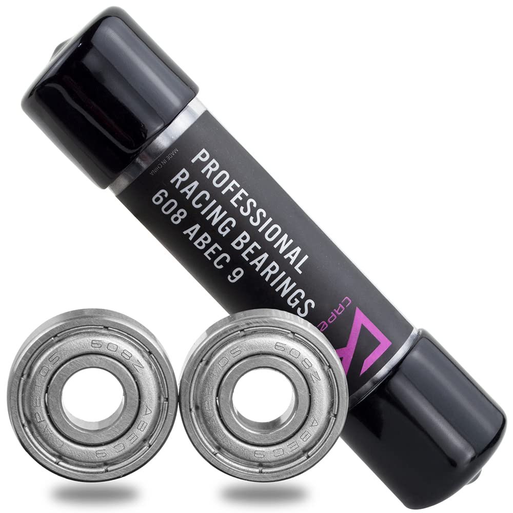 Capetos ABEC 9 Precision Skate Bearings, 608 Size, Pre-Lubricated, Inline, Roller, Derby, Skateboard, Scooter (Pack of 16)
