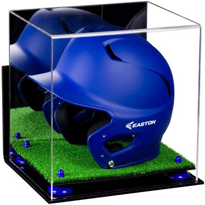 Acrylic Display Case for Baseball Batting Helmet Premium Baseball Display Case with Turf Base and Polished Edges Durable Display Cases for Collectibles .Dim:12.25" L x 10" W x 10.5" H (V22/A012)