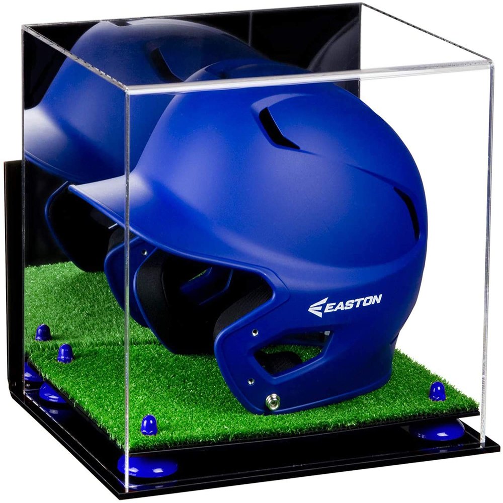 Acrylic Display Case for Baseball Batting Helmet Premium Baseball Display Case with Turf Base and Polished Edges Durable Display Cases for Collectibles .Dim:12.25" L x 10" W x 10.5" H (V22/A012)