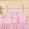 Newborn Baby Girl Clothes Solid Straps Romper Tank Tees Tops+Floral Short Pants Outfit Set Toddler Girl Clothes Shorts Set (Pink Tank tees Shorts Set, 6-12 Months) view 4