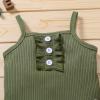 Newborn Baby Girl Clothes Solid Straps Romper Tank Tees Tops+Floral Short Pants Outfit Set Toddler Girl Clothes Shorts Set (Green Romper Shorts Set, 3-6 Months) view 4