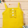 Newborn Baby Girl Clothes Solid Straps Romper Tank Tees Tops+Floral Short Pants Outfit Set Toddler Girl Clothes Shorts Set (Yellow Romper Shorts Set, 12-18 Months) view 4