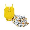 Newborn Baby Girl Clothes Solid Straps Romper Tank Tees Tops+Floral Short Pants Outfit Set Toddler Girl Clothes Shorts Set (Yellow Romper Shorts Set, 6-12 Months) view 1