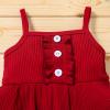 Newborn Baby Girl Clothes Solid Straps Romper Tank Tees Tops+Floral Short Pants Outfit Set Toddler Girl Clothes Shorts Set (Wine Red Tank tees Shorts Set, 18-24 Months) view 4
